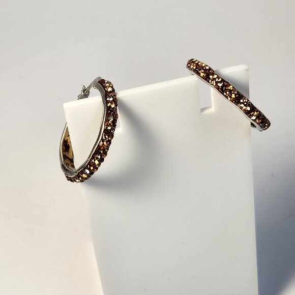 2013 925 Silver VTG Signed SIGAL Gemstone & Leopard Inside Out Hoop Earrings - Picture 14 of 14